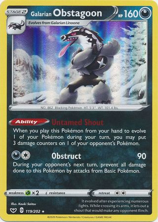 Galarian Obstagoon - 119/202 - Holo Rare